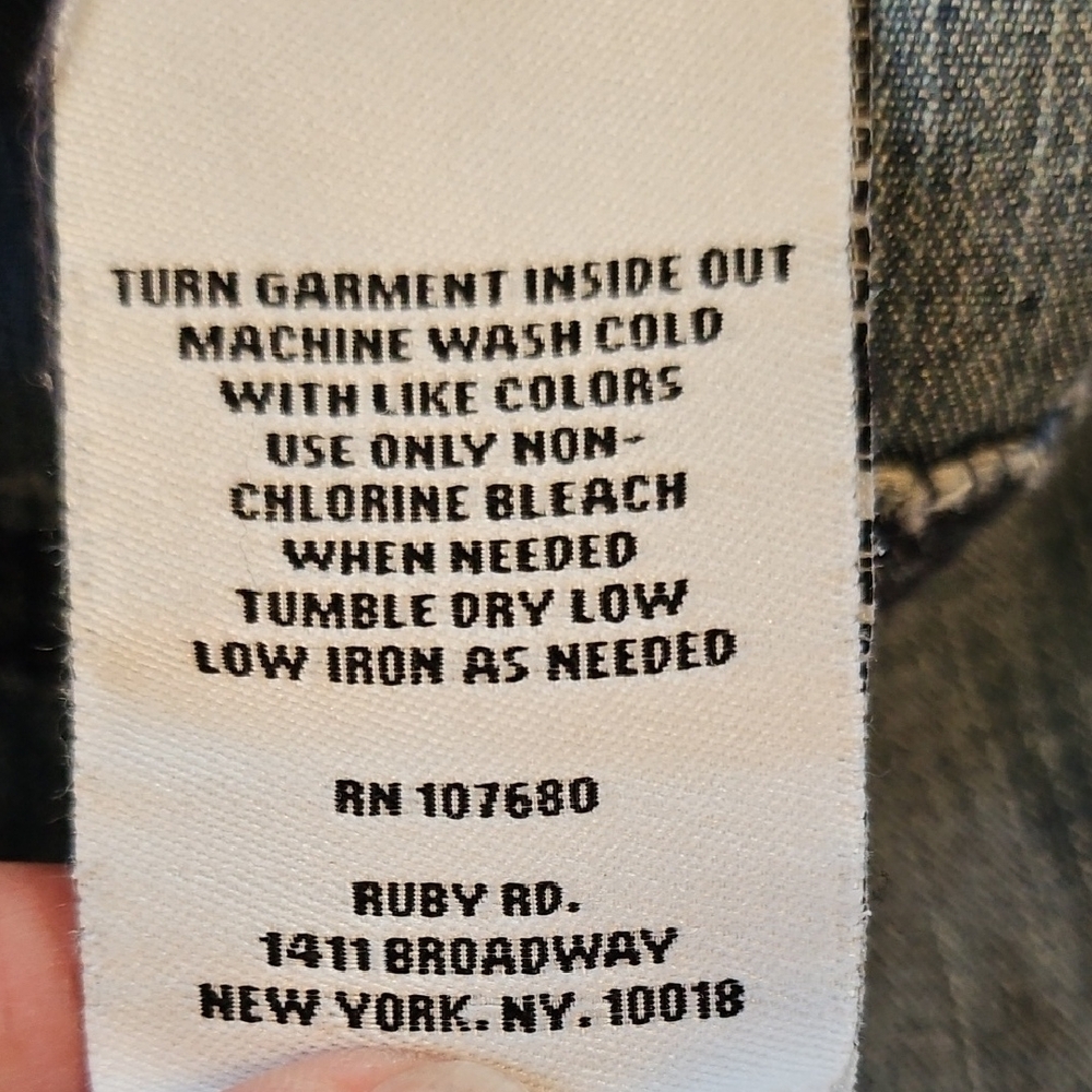Ruby Rd. Blue Denim  Capris With Decorative Stripe - Picture 8 of 8